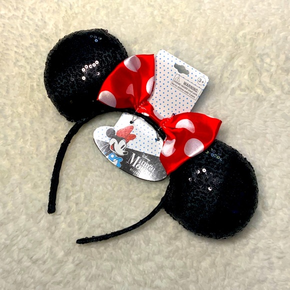 🆕Disney Minnie Mouse Ears Sequin - Picture 1 of 7